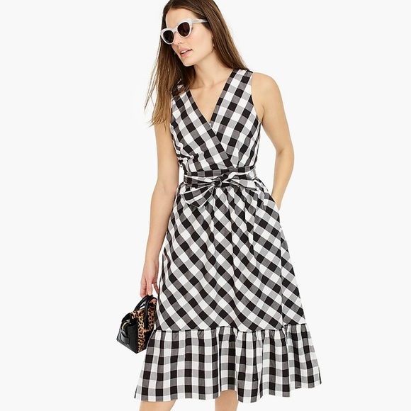 J. Crew Dresses & Skirts - J.Crew Sleeveless faux-wrap dress in gingham cotto